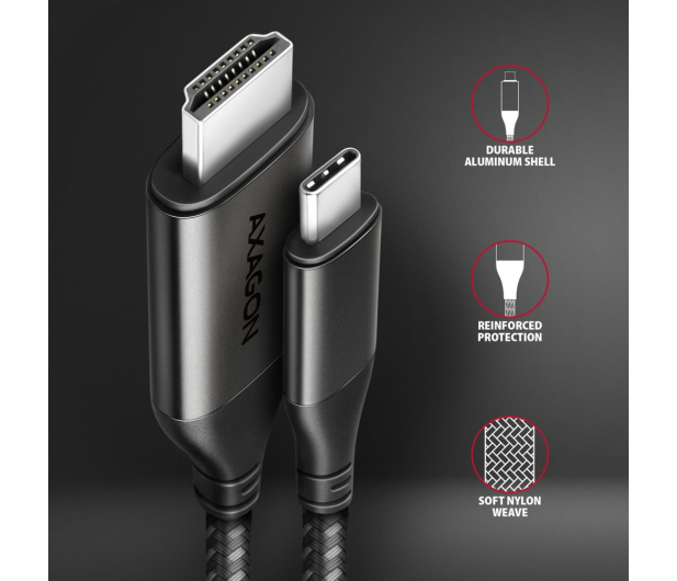 AXAGON RVC-HI2MC, USB-C - HDMI 2.0a kabel 1.8m, 4K/60Hz HDR10 - 1353447 - zdjęcie 3